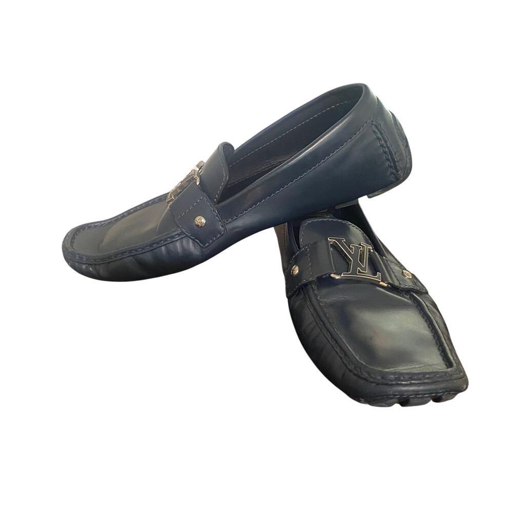 Louis Vuitton Big Logo Buckle Black Monte Carlo Loafers Size 9 - Picture 1 of 8